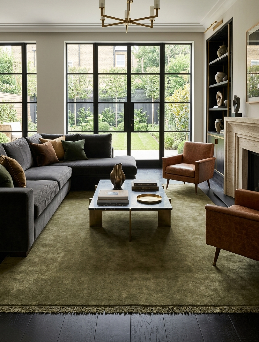 Handloom Rug moss green - Image 9